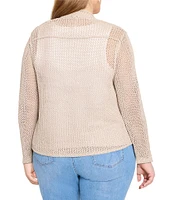 NIC + ZOE Plus Size Mesh Cocoon Open Front Long Sleeve Cardigan