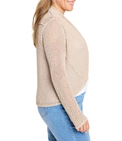 NIC + ZOE Plus Size Mesh Cocoon Open Front Long Sleeve Cardigan