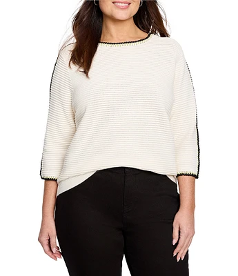 NIC + ZOE Plus Size Ottoman Stitched Boat Neck 3/4 Sleeve Top