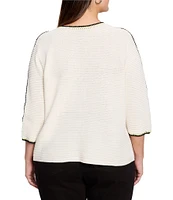 NIC + ZOE Plus Size Ottoman Stitched Boat Neck 3/4 Sleeve Top