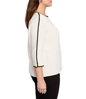 NIC + ZOE Plus Size Ottoman Stitched Boat Neck 3/4 Sleeve Top
