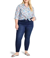 NIC + ZOE Plus Size Portofino Print Point Collar Long Sleeve Boyfriend Shirt