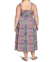 NIC + ZOE Plus Size Rainbow Macaroon Square Neck Sleeveless Midi Dress