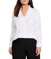 NIC + ZOE Plus Size Ruffled Around V-Neck Long Sleeve Shirt