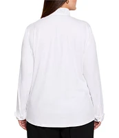 NIC + ZOE Plus Size Ruffled Around V-Neck Long Sleeve Shirt