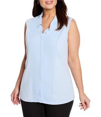 NIC + ZOE Plus Size Ruffled Around V-Neck Sleeveless Tank