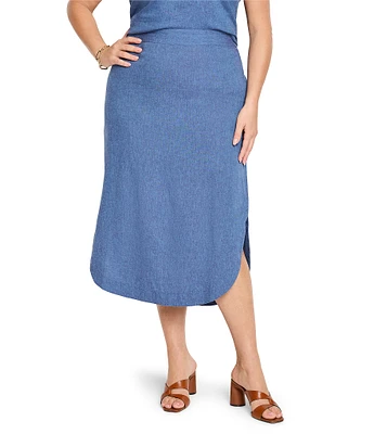 NIC + ZOE Plus Size Rumba Linen Blend High Rise A-Line Midi Skirt