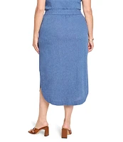 NIC + ZOE Plus Size Rumba Linen Blend High Rise A-Line Midi Skirt
