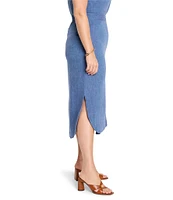 NIC + ZOE Plus Size Rumba Linen Blend High Rise A-Line Midi Skirt
