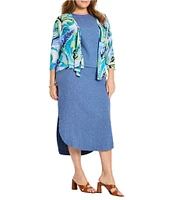NIC + ZOE Plus Size Rumba Linen Blend High Rise A-Line Midi Skirt