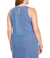 NIC + ZOE Plus Size Rumba Linen Blend Round Neck Sleeveless Pop On Tank
