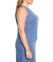 NIC + ZOE Plus Size Rumba Linen Blend Round Neck Sleeveless Pop On Tank