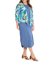 NIC + ZOE Plus Size Rumba Linen Blend Round Neck Sleeveless Pop On Tank