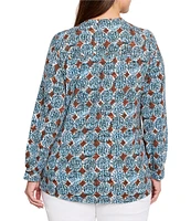 NIC + ZOE Plus Size Sand Dollar Henley Split V-Neck Long Sleeve Top