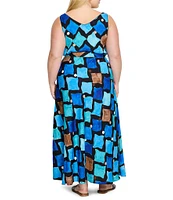 NIC + ZOE Plus Size Sea Glass V-Neck Sleeveless Tie Waist Maxi Dress
