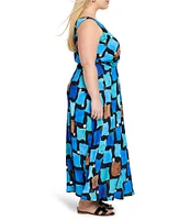 NIC + ZOE Plus Size Sea Glass V-Neck Sleeveless Tie Waist Maxi Dress