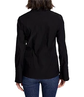 NIC + ZOE Polished Wonderstretch Point Collar Split V-Neck Long Sleeve Twist Front Shirt