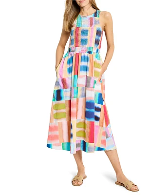 NIC + ZOE Portofino Anna Round Neck Sleeveless Fit-And-Flare Dress