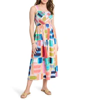 NIC + ZOE Portofino Sarah Square Neck Sleeveless Fit-And-Flare Midi Dress