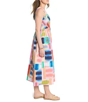NIC + ZOE Portofino Sarah Square Neck Sleeveless Fit-And-Flare Midi Dress