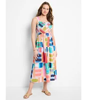 NIC + ZOE Portofino Sarah Square Neck Sleeveless Fit-And-Flare Midi Dress