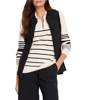 NIC + ZOE Quilted Knit Trim Zip Front Puffer Vest