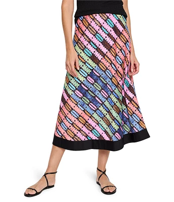 NIC + ZOE Rainbow Macaroon Print A-Line Skirt