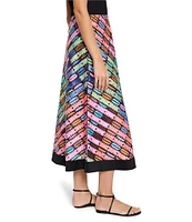 NIC + ZOE Rainbow Macaroon Print A-Line Skirt