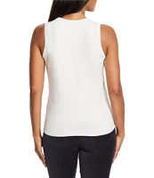 NIC + ZOE Rib Knit Clear Sequin Round Neck Sleeveless Tank Top