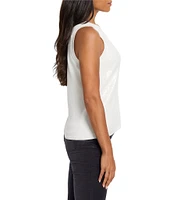 NIC + ZOE Rib Knit Clear Sequin Round Neck Sleeveless Tank Top