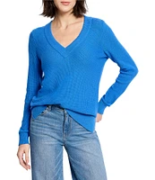 NIC + ZOE Ribbed Knit V-Neck Long Sleeve Sweater