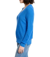 NIC + ZOE Ribbed Knit V-Neck Long Sleeve Sweater