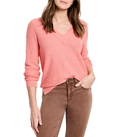 NIC + ZOE Ribbed Knit V-Neck Long Sleeve Sweater