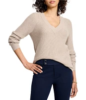 NIC + ZOE Ribbed Knit V-Neck Long Sleeve Sweater