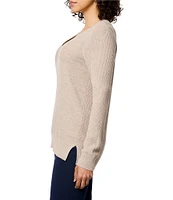 NIC + ZOE Ribbed Knit V-Neck Long Sleeve Sweater