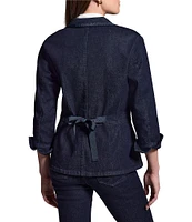 NIC + ZOE Ribbon Trim Denim Lapel Long Sleeve Blazer