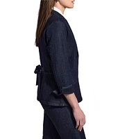 NIC + ZOE Ribbon Trim Denim Lapel Long Sleeve Blazer