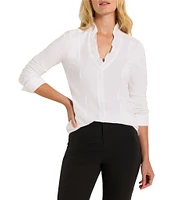 NIC + ZOE Ruffled Around V-Neck Long Sleeve Shirt