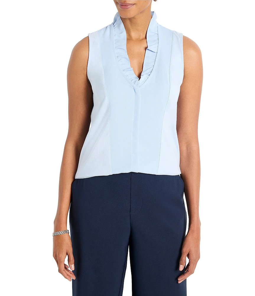 NIC + ZOE Ruffled Around V-Neck Sleeveless Tank