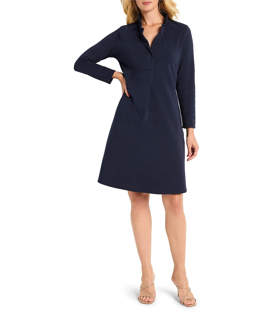 NIC + ZOE Ruffled Up V-Neck Long Sleeve Dress