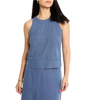 NIC + ZOE Rumba Linen Blend Crew Neck Sleeveless Pop On Coorinating Tank