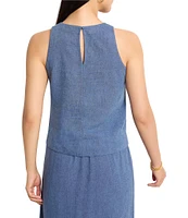 NIC + ZOE Rumba Linen Blend Crew Neck Sleeveless Pop On Coorinating Tank