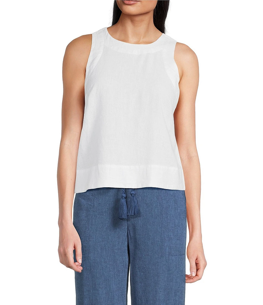 NIC + ZOE Rumba Linen Blend Crew Neck Sleeveless Pop On Coorinating Tank