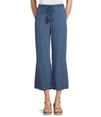 NIC + ZOE Rumba Linen Blend Rope Belt Wide Leg Ankle Pants