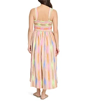 NIC + ZOE Sadie Heat Wave Print Scoop Neck Sleeveless Midi Dress