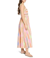 NIC + ZOE Sadie Heat Wave Print Scoop Neck Sleeveless Midi Dress