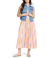 NIC + ZOE Sadie Heat Wave Print Scoop Neck Sleeveless Midi Dress