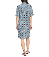 NIC + ZOE Sand Dollar Devon Point Collar V-Neck Short Sleeve Dress