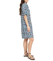 NIC + ZOE Sand Dollar Devon Point Collar V-Neck Short Sleeve Dress