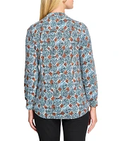 NIC + ZOE Sand Dollar Henley Split V-Neck Long Sleeve Top